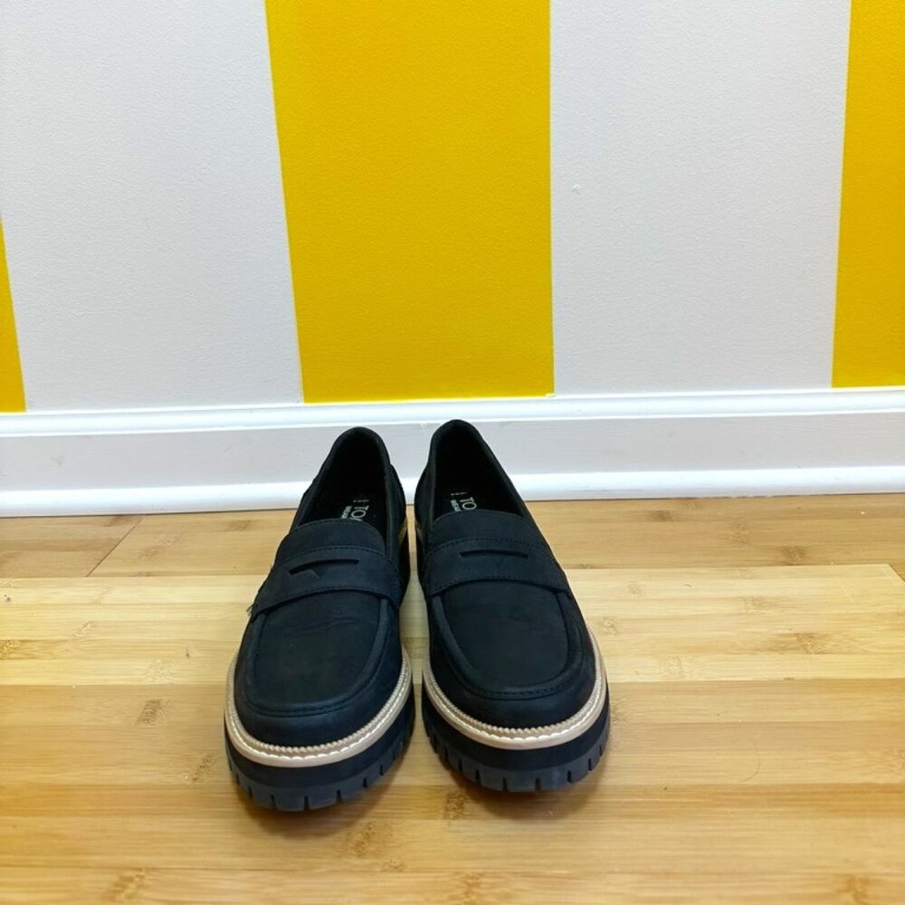 TOM'S Black Cara Penny Loafer Shoe Like New Size 8